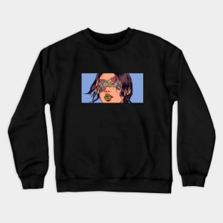 Illustration of Woman With Flowers Crewneck Sweatshirt